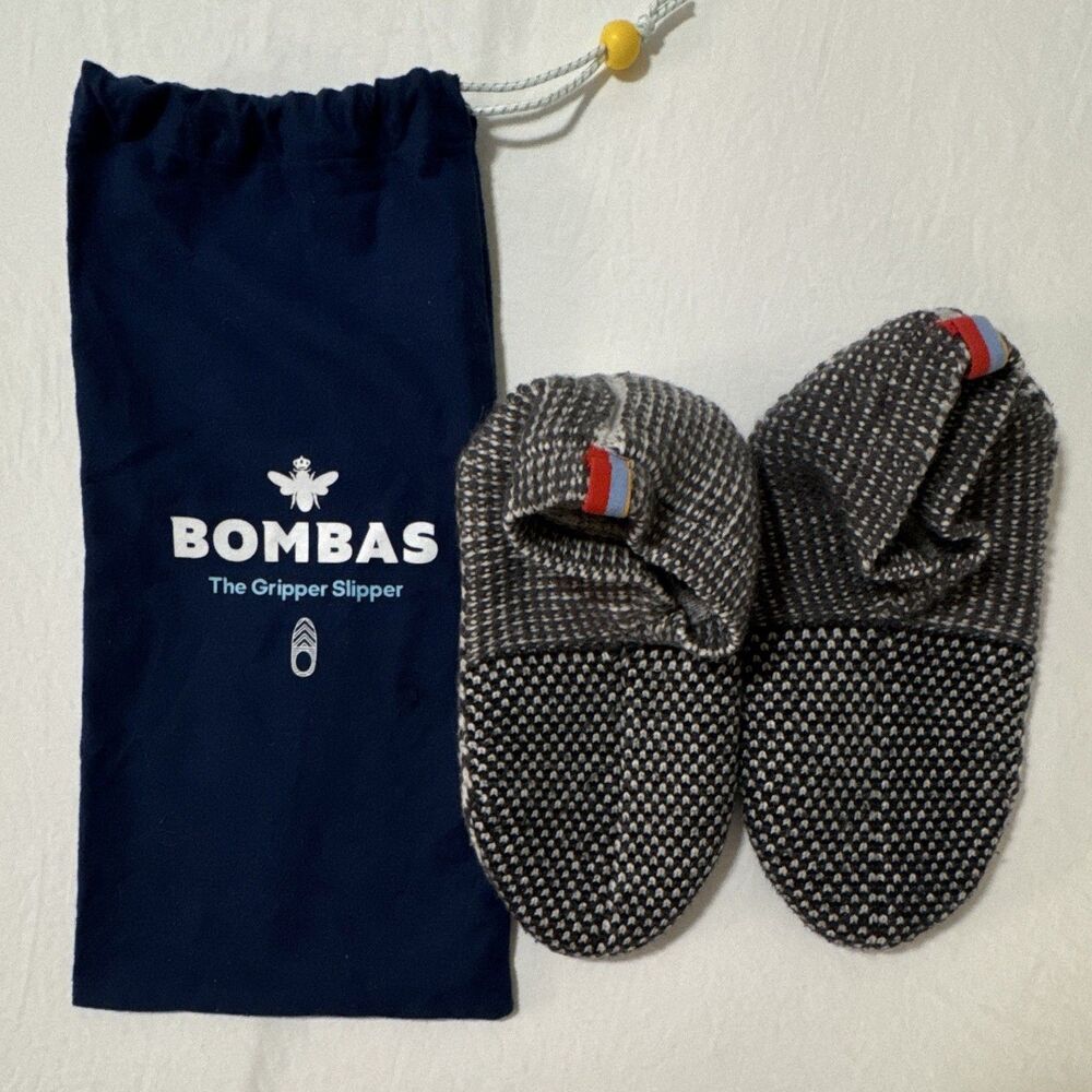 NWOT Bombas The Gripper Slipper Knit Slip-On Sherpa Lined Gray/Black MEDIUM